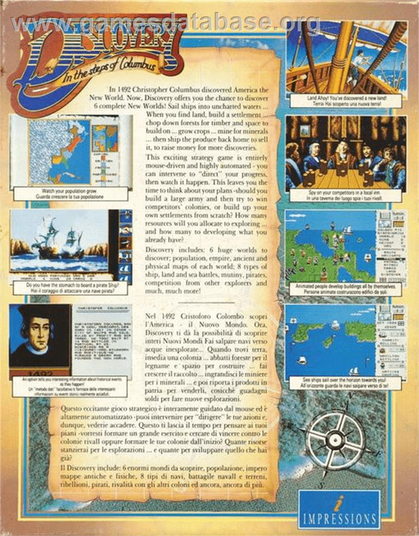 Discovery: In the Steps of Columbus - Commodore Amiga - Artwork - Box Back