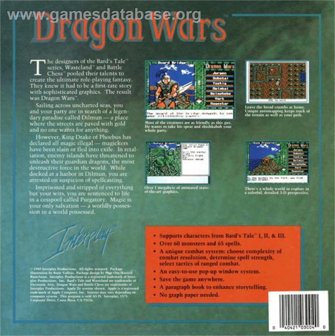 Dragon Wars - Commodore Amiga - Artwork - Box Back