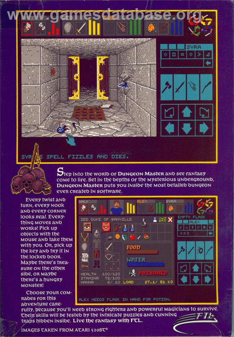 Dungeon Master - Commodore Amiga - Artwork - Box Back