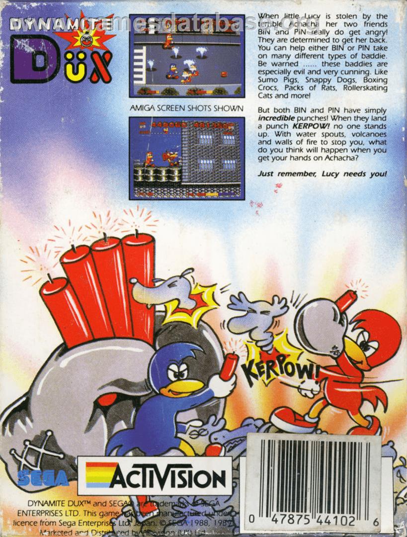 Dynamite Dux - Commodore Amiga - Artwork - Box Back