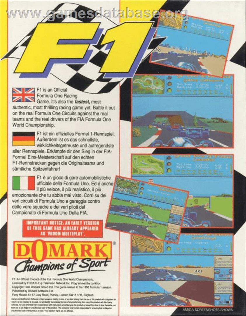 F1 - Commodore Amiga - Artwork - Box Back