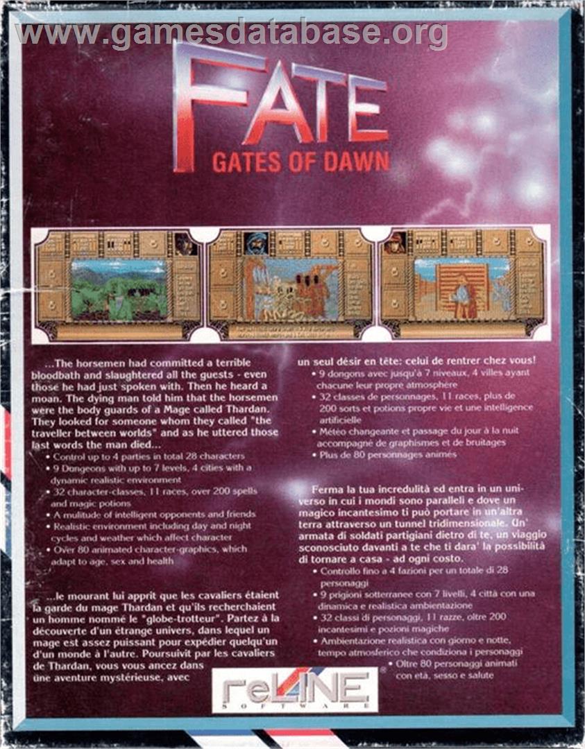 Fate: Gates of Dawn - Commodore Amiga - Artwork - Box Back
