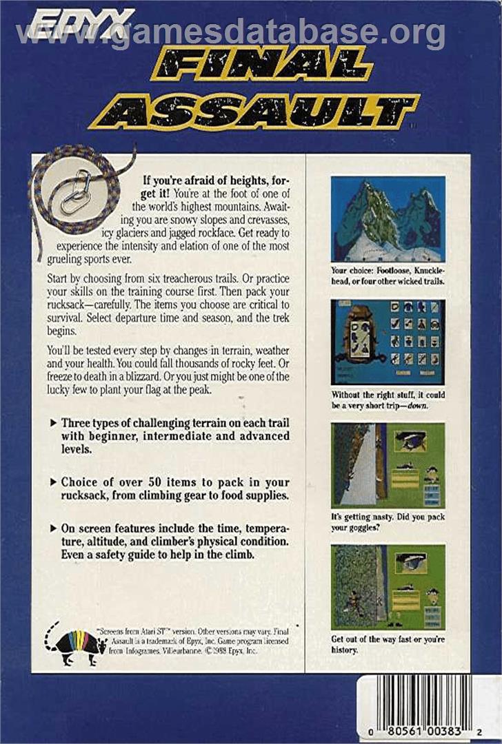 Final Assault - Commodore Amiga - Artwork - Box Back
