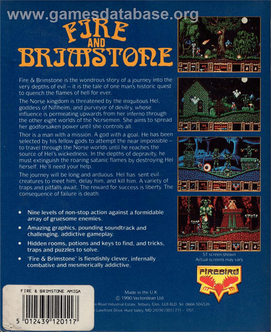 Fire and Brimstone - Commodore Amiga - Artwork - Box Back