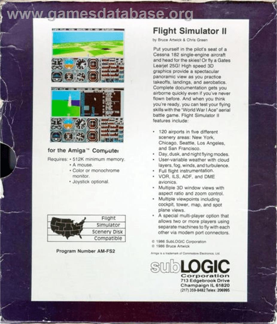 Flight Simulator 2 - Commodore Amiga - Artwork - Box Back
