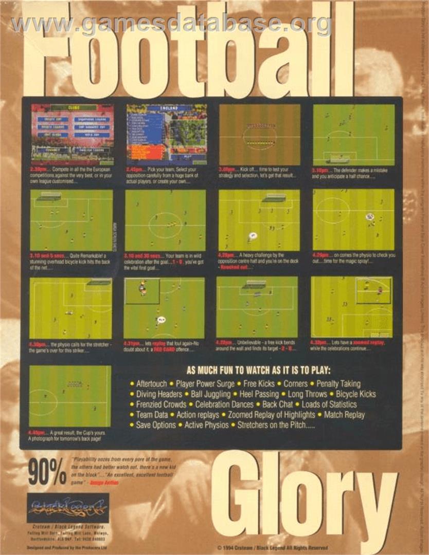 Football Glory - Commodore Amiga - Artwork - Box Back