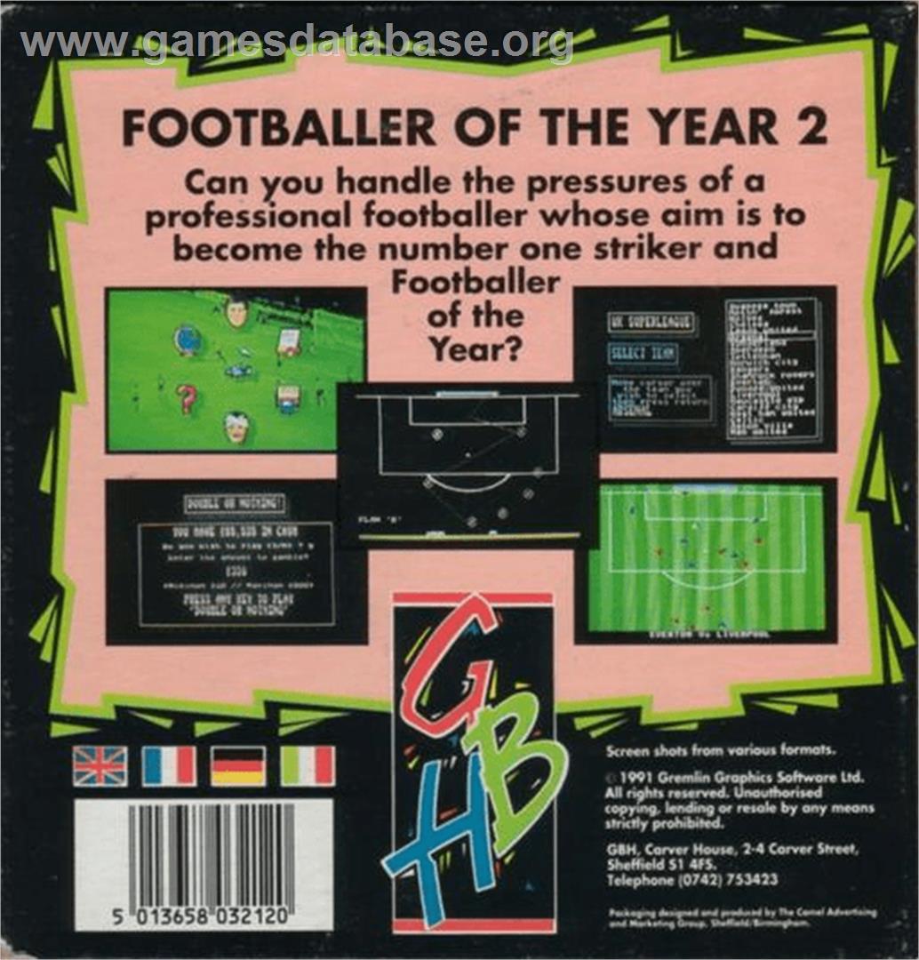 Footballer of the Year 2 - Commodore Amiga - Artwork - Box Back