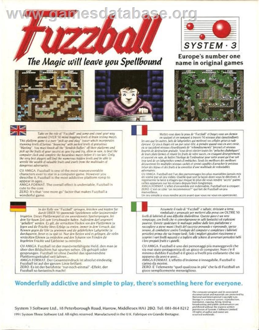 Fuzzball - Commodore Amiga - Artwork - Box Back