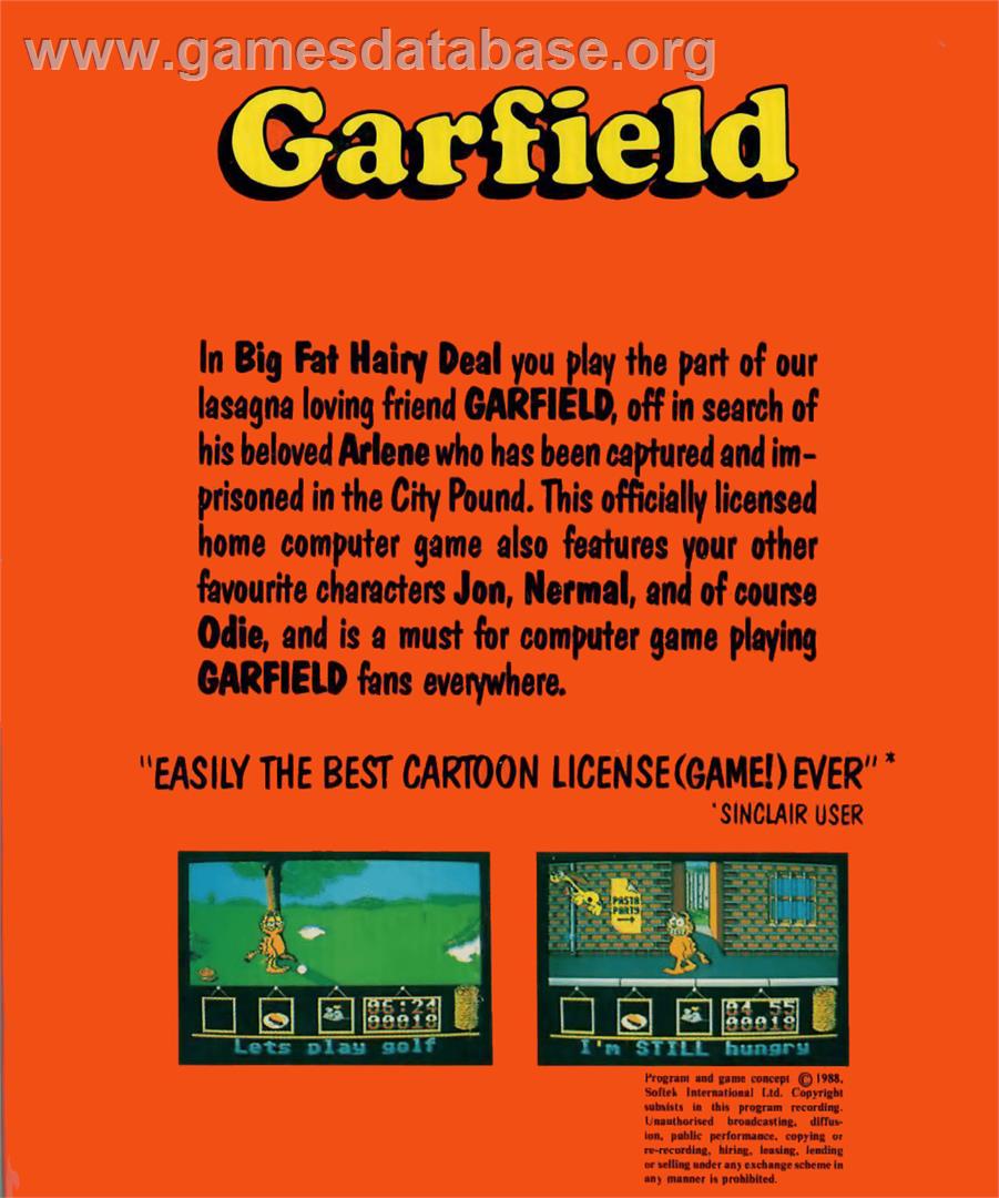 Garfield: Big, Fat, Hairy Deal - Commodore Amiga - Artwork - Box Back
