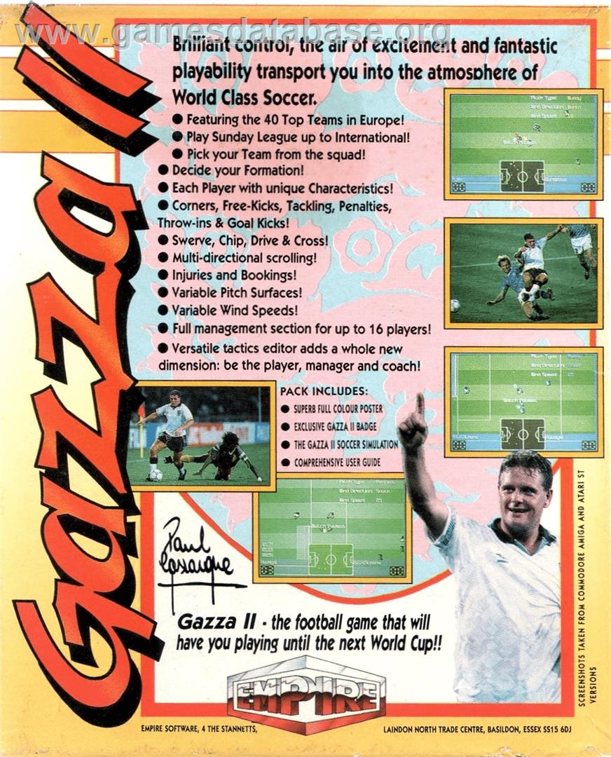 Gazza 2 - Commodore Amiga - Artwork - Box Back