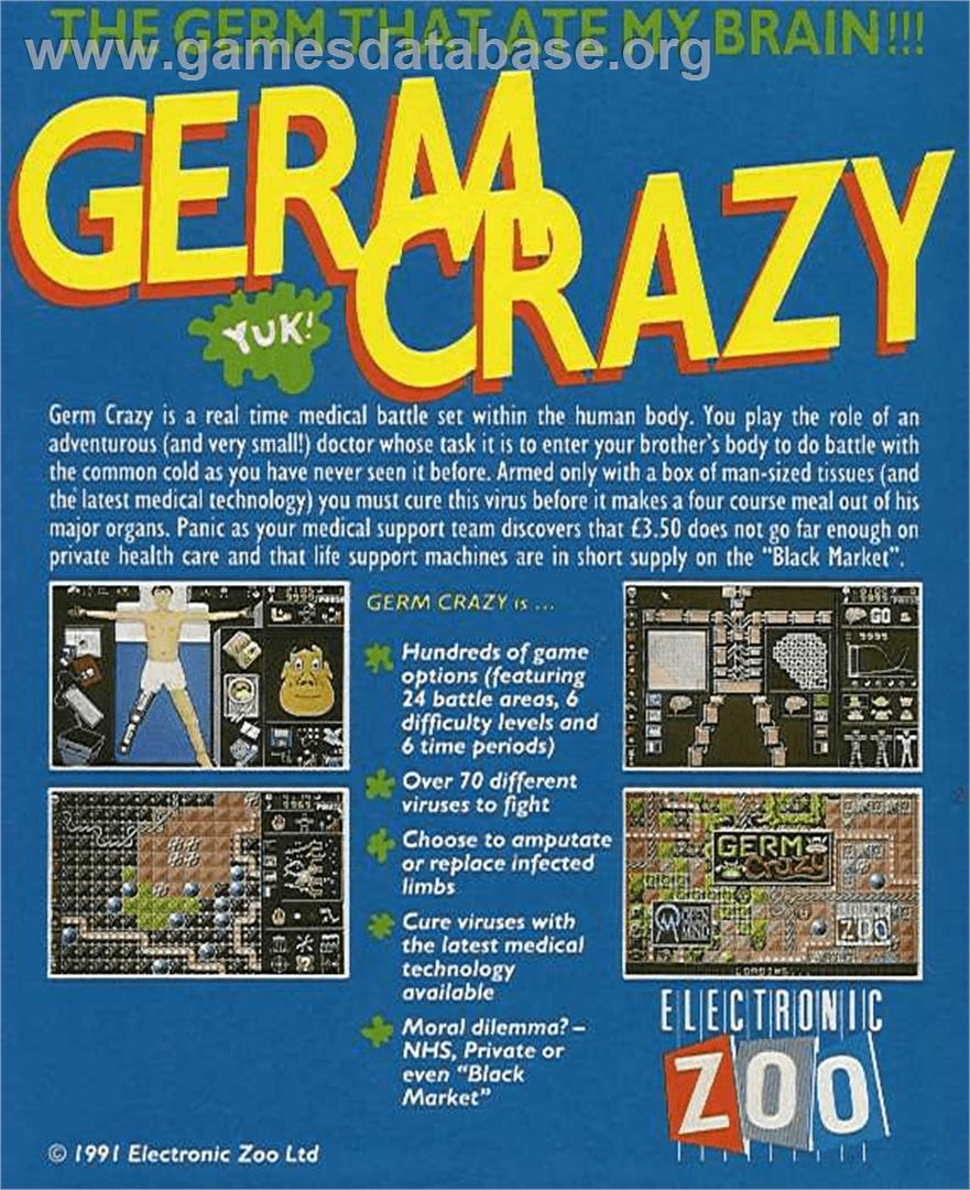 Germ Crazy - Commodore Amiga - Artwork - Box Back