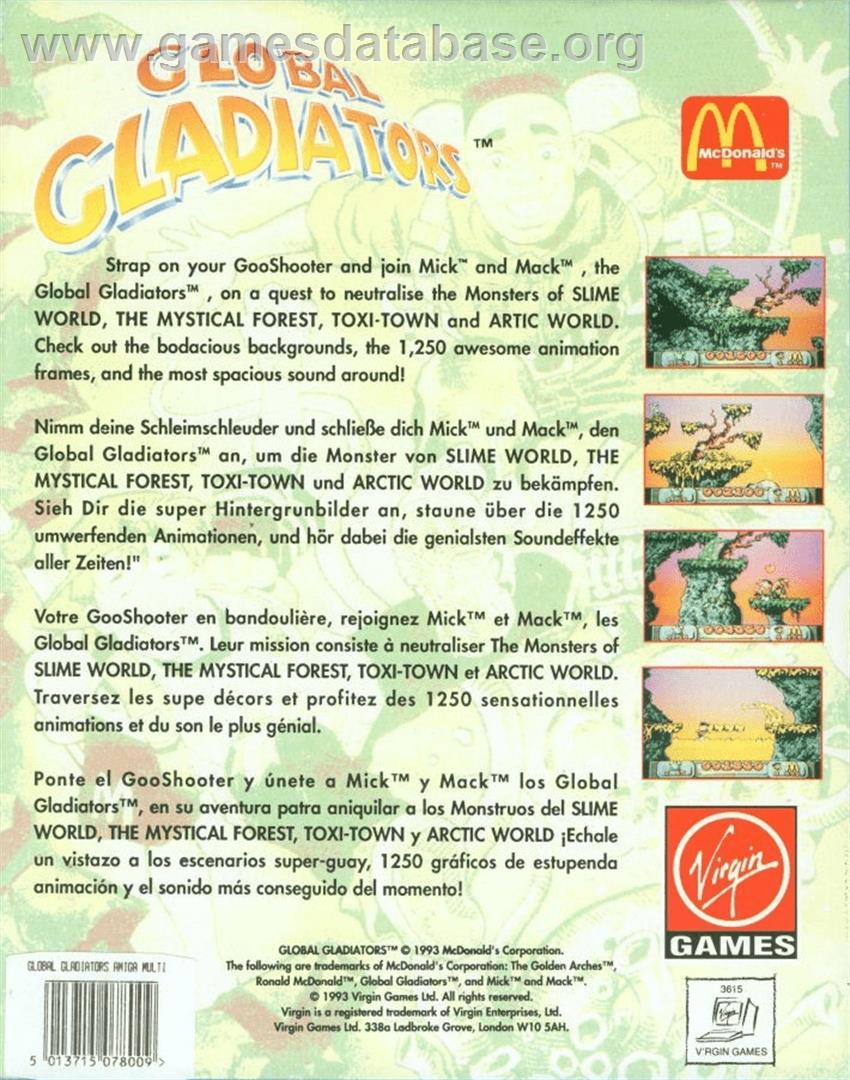 Global Gladiators - Commodore Amiga - Artwork - Box Back