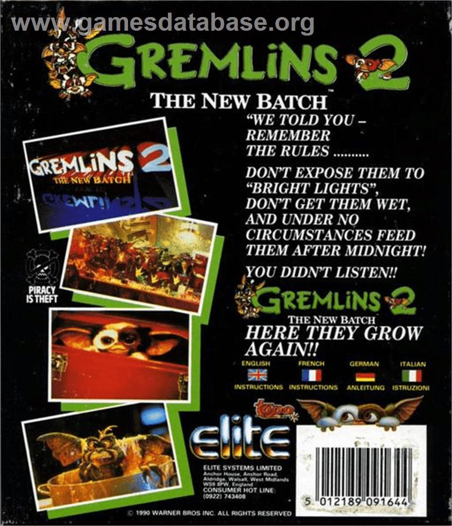 Gremlins 2: The New Batch - Commodore Amiga - Artwork - Box Back