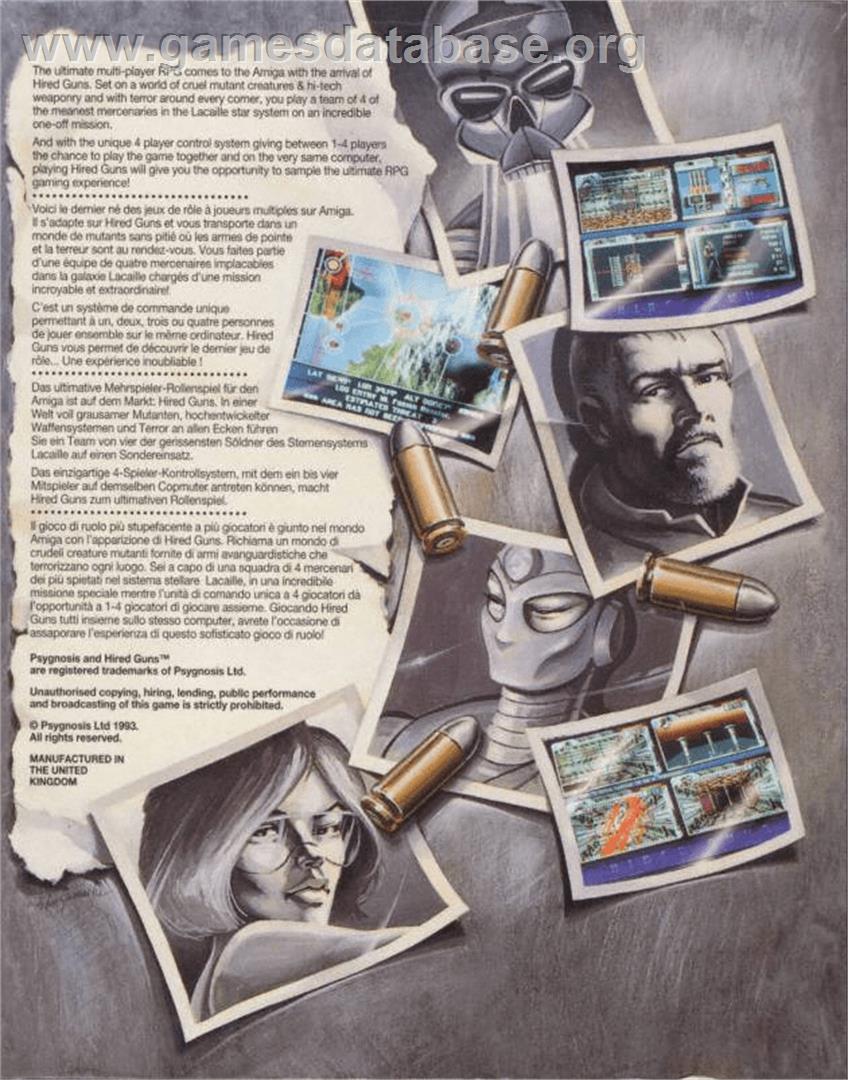 Hired Guns - Commodore Amiga - Artwork - Box Back