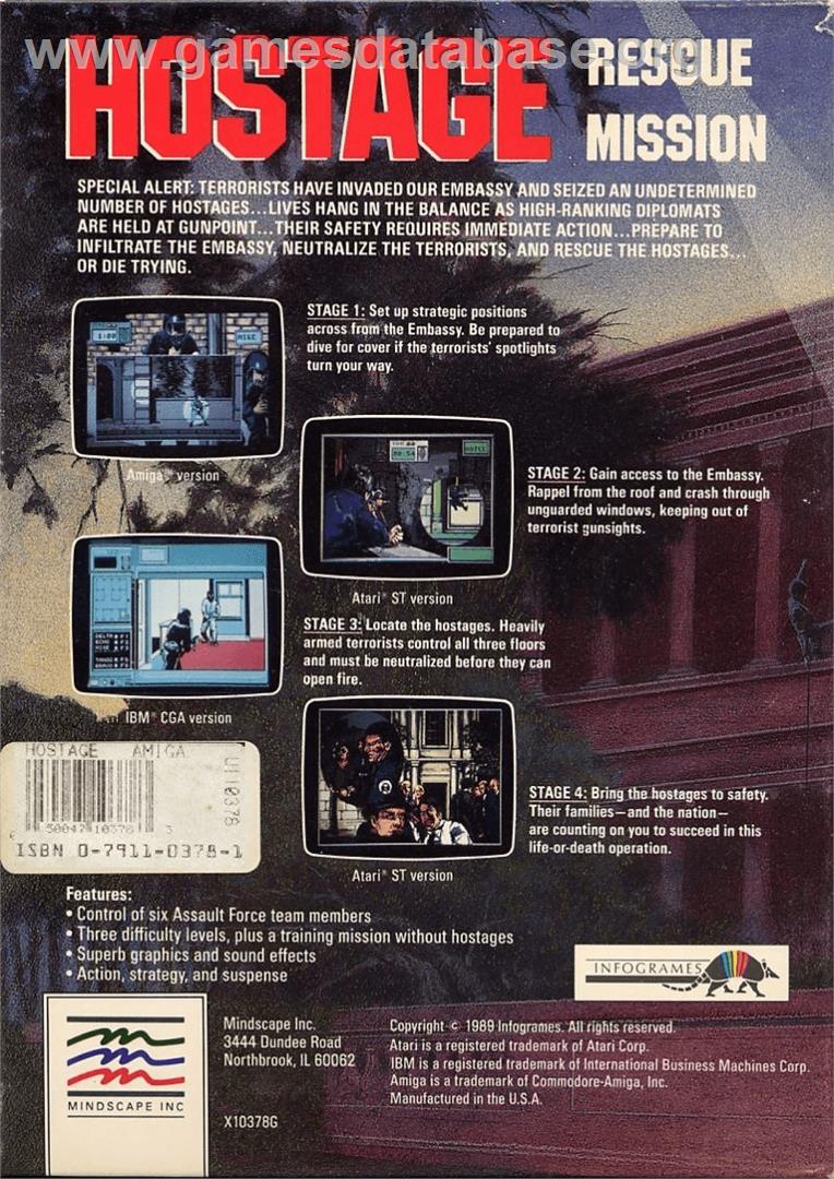 Hostage: Rescue Mission - Commodore Amiga - Artwork - Box Back