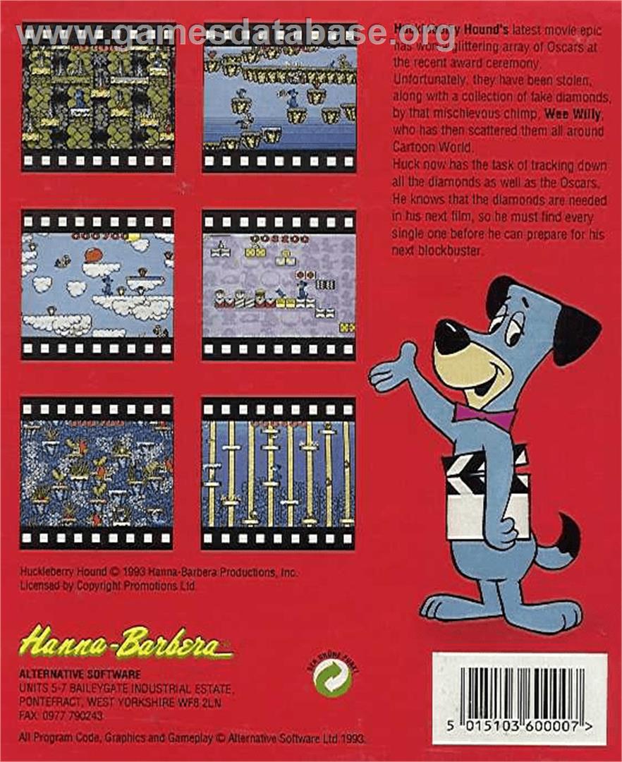 Huckleberry Hound in Hollywood Capers - Commodore Amiga - Artwork - Box Back