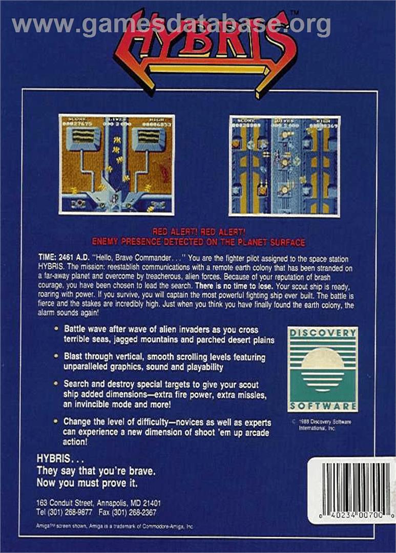 Hybris - Commodore Amiga - Artwork - Box Back