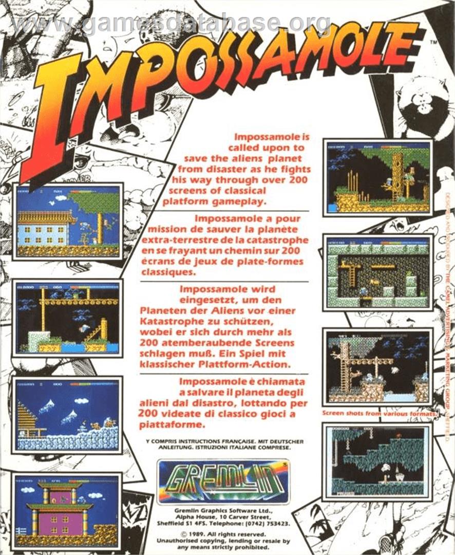 Impossamole - Commodore Amiga - Artwork - Box Back