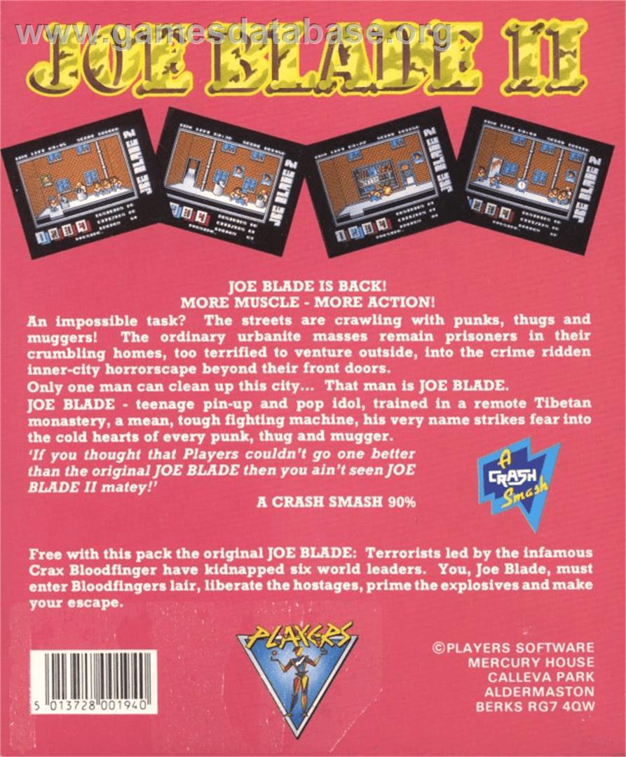 Joe Blade 2 - Commodore Amiga - Artwork - Box Back
