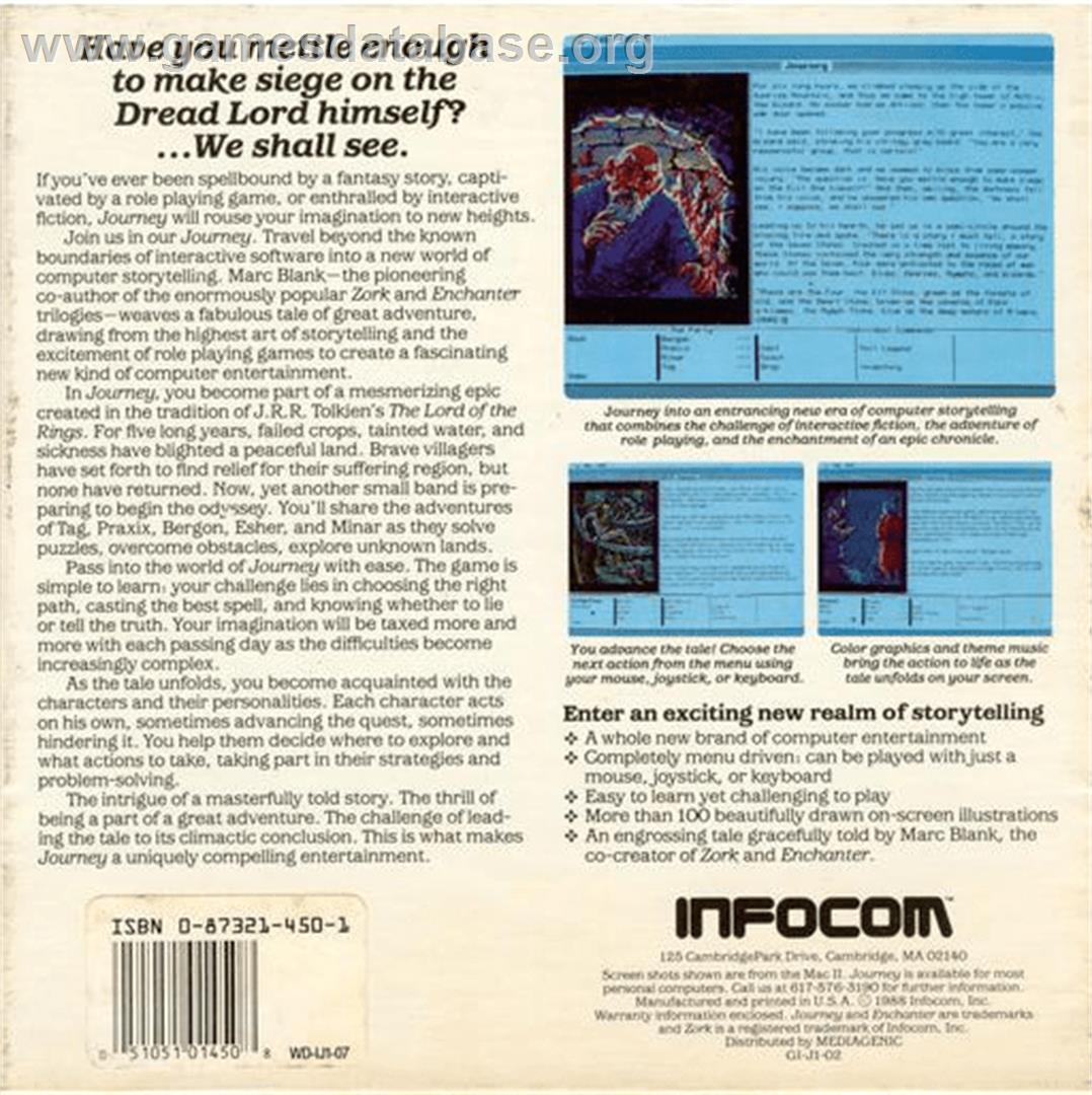 Journey: The Quest Begins - Commodore Amiga - Artwork - Box Back