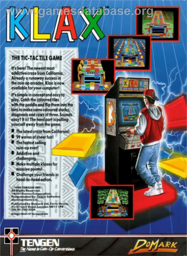 Klax - Commodore Amiga - Artwork - Box Back