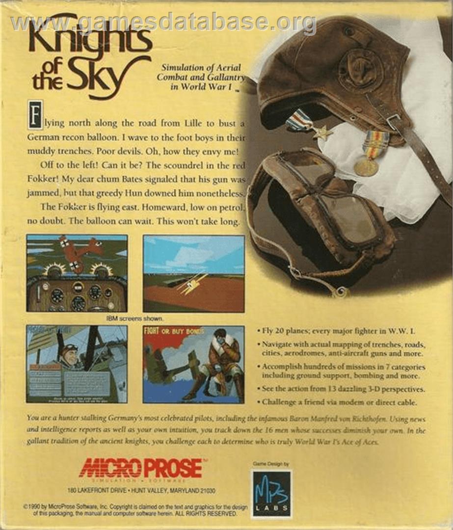Knights of the Sky - Commodore Amiga - Artwork - Box Back