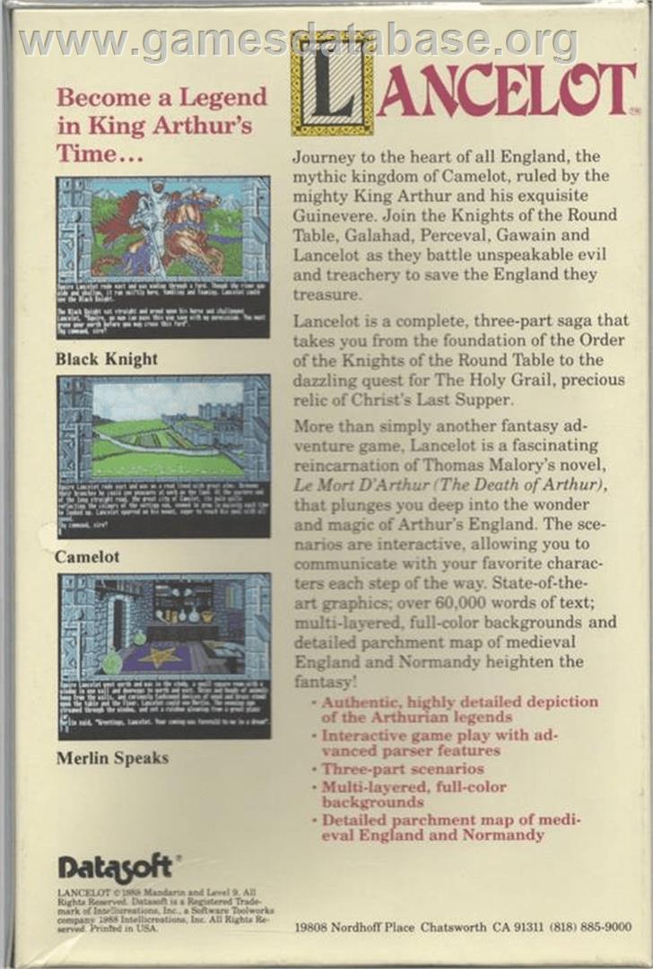 Lancelot - Commodore Amiga - Artwork - Box Back