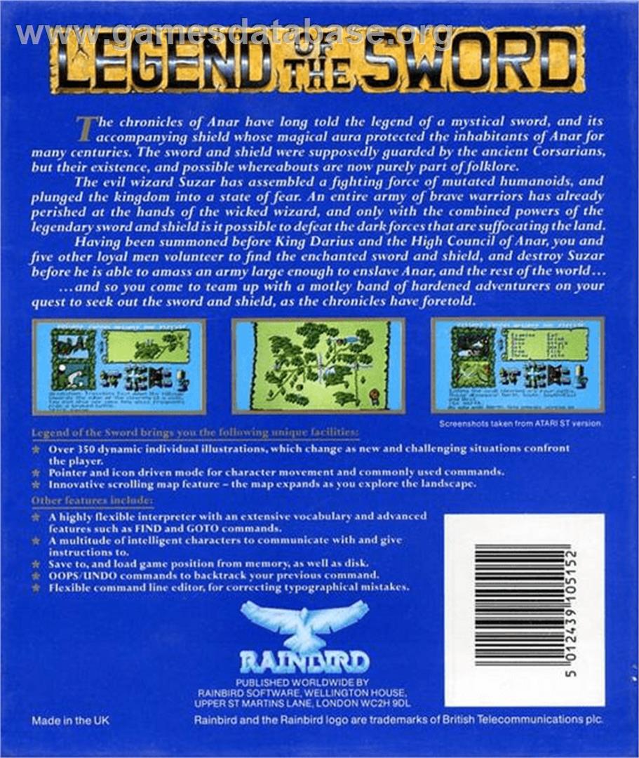 Legend of the Sword - Commodore Amiga - Artwork - Box Back
