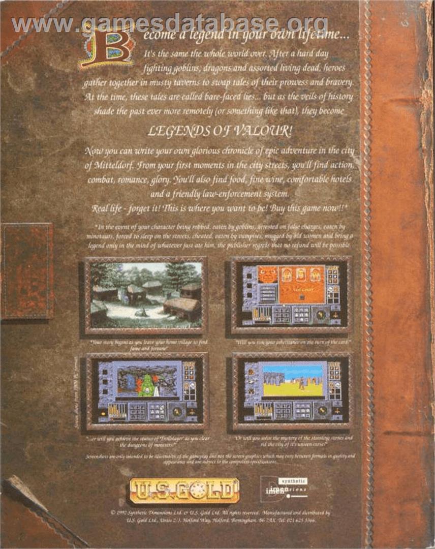 Legends of Valour - Commodore Amiga - Artwork - Box Back