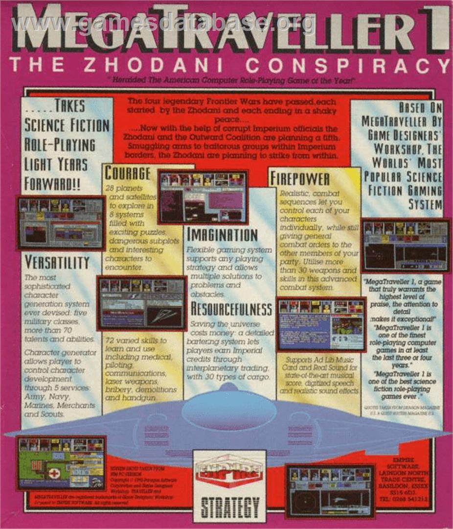 MegaTraveller 1: The Zhodani Conspiracy - Commodore Amiga - Artwork - Box Back
