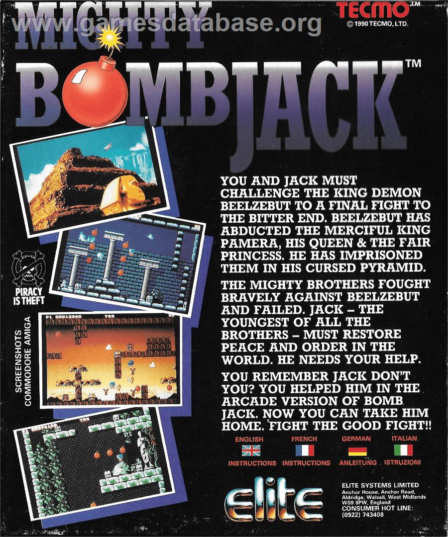 Mighty Bombjack - Commodore Amiga - Artwork - Box Back
