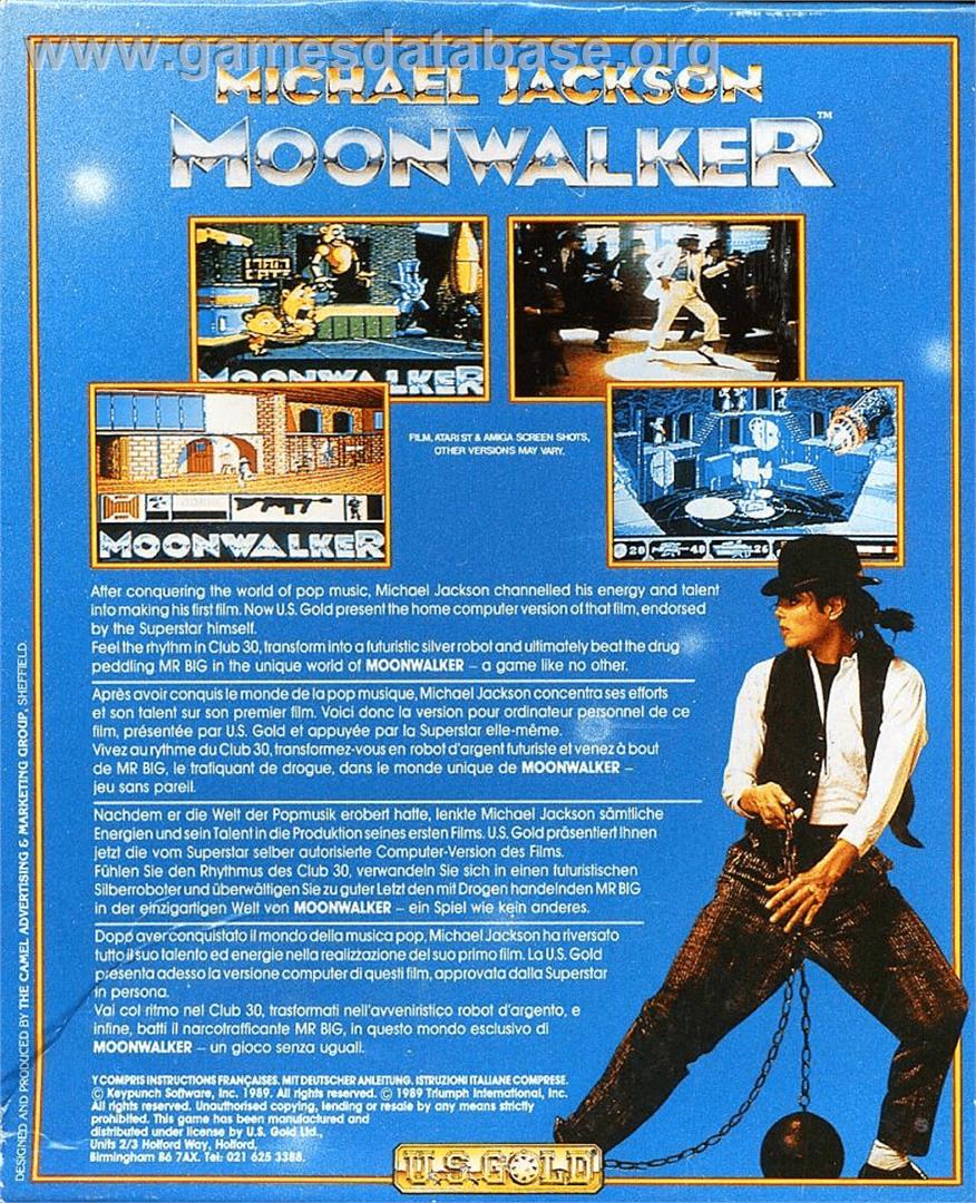Moonwalker - Commodore Amiga - Artwork - Box Back