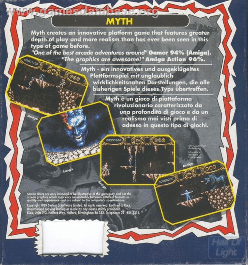 Myth: History in the Making - Commodore Amiga - Artwork - Box Back