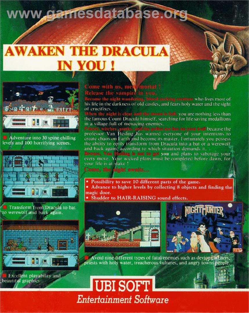 Night Hunter - Commodore Amiga - Artwork - Box Back