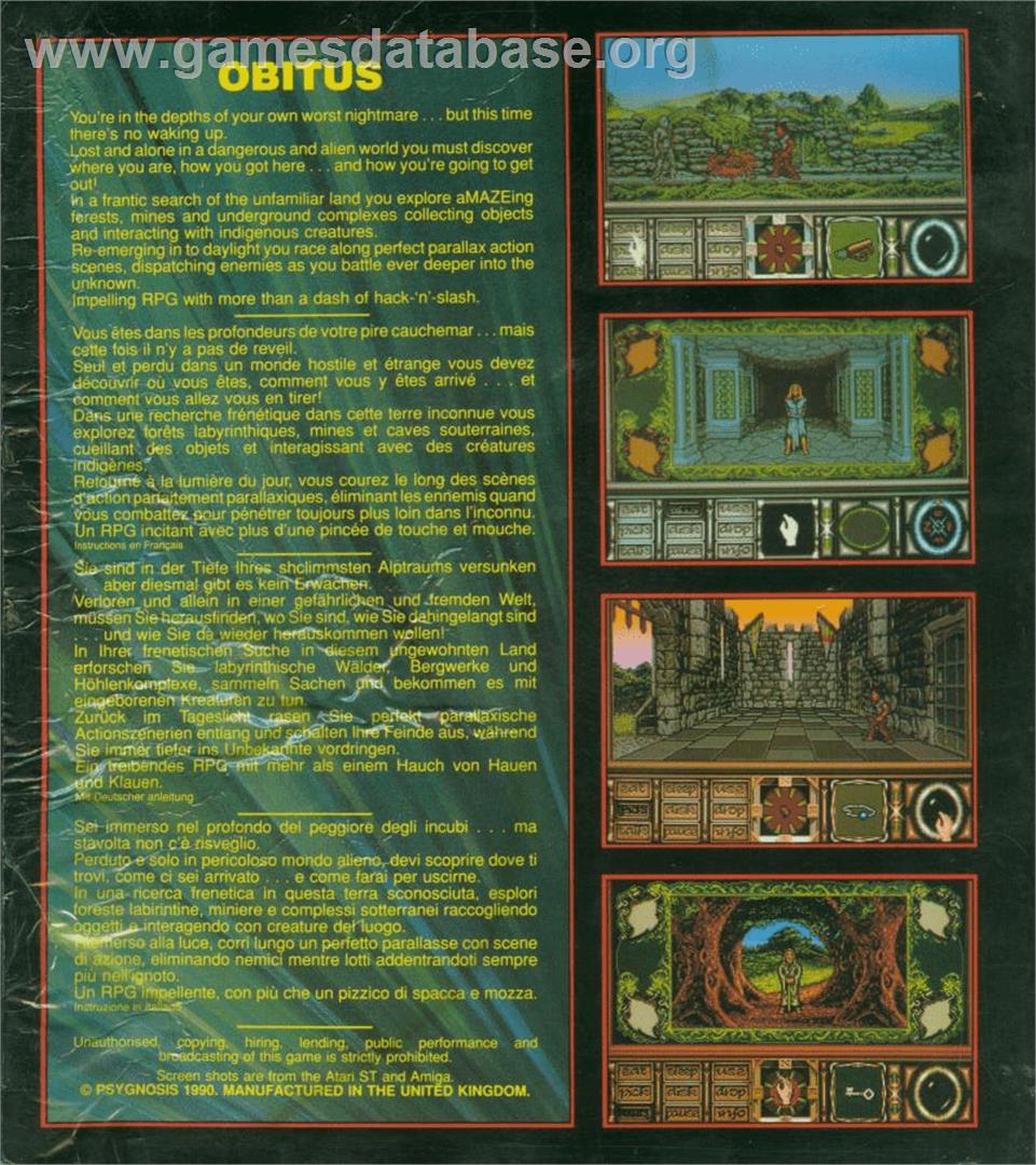 Obitus - Commodore Amiga - Artwork - Box Back