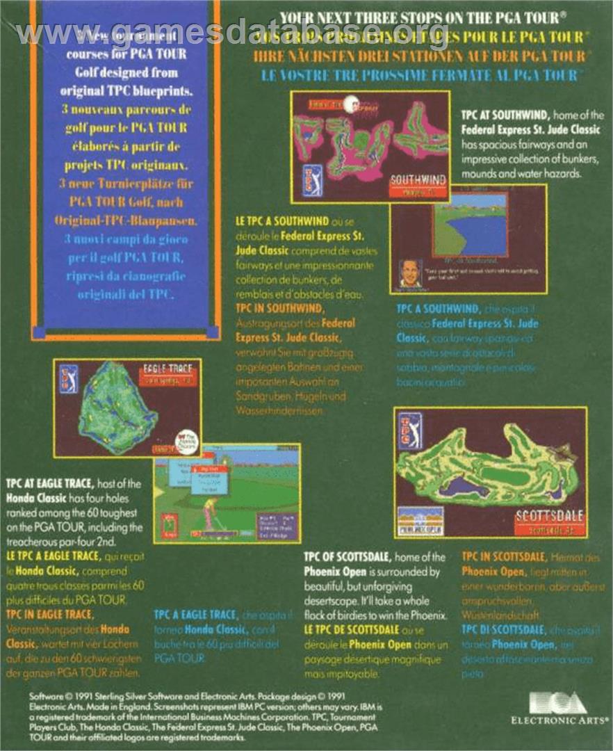 PGA Tour Golf: Tournament Course Disk - Commodore Amiga - Artwork - Box Back
