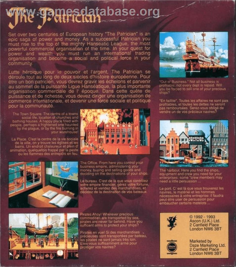 Patrician - Commodore Amiga - Artwork - Box Back