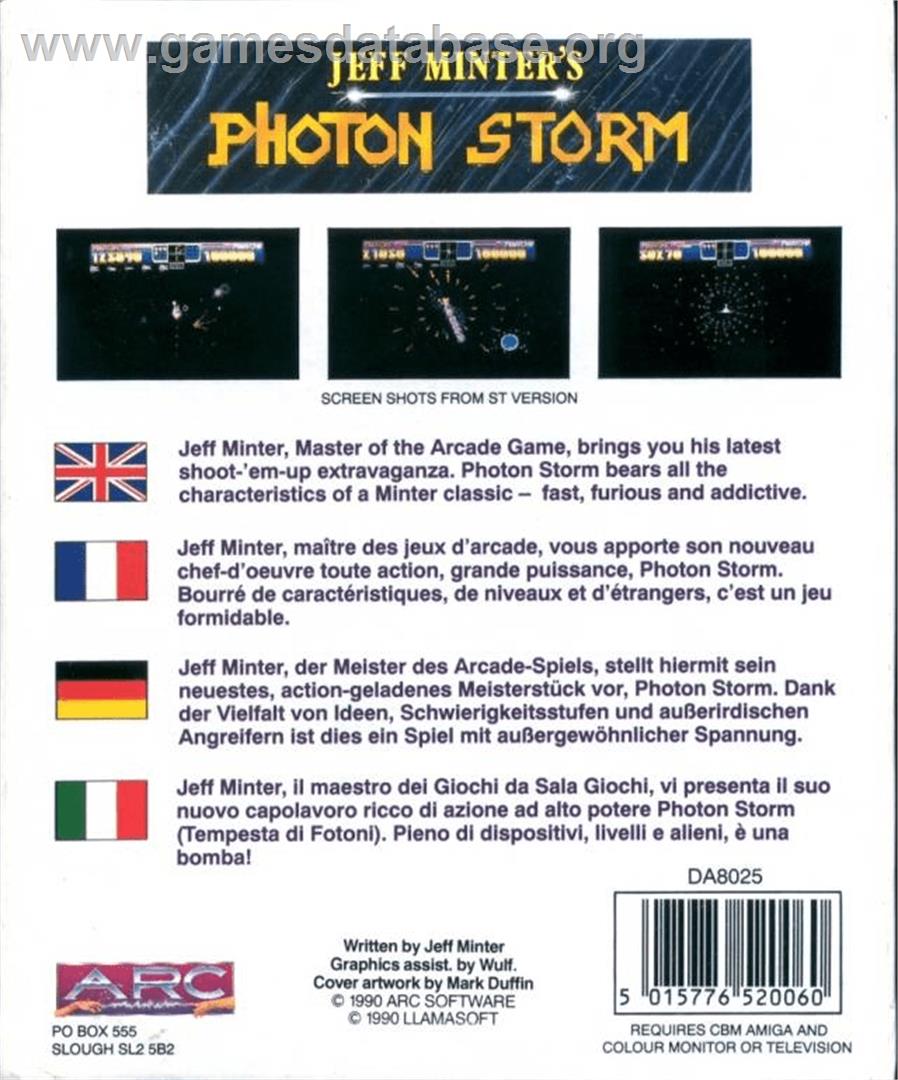 Photon Storm - Commodore Amiga - Artwork - Box Back