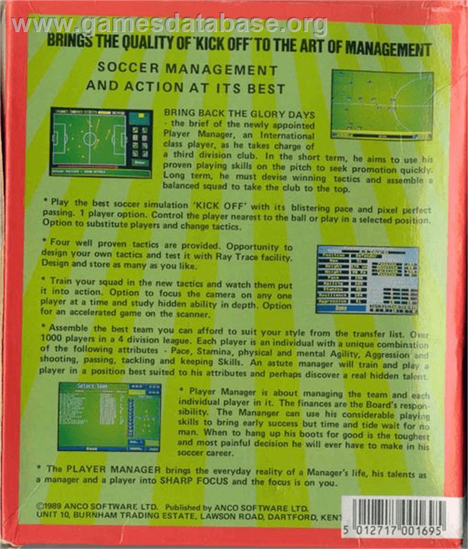 Player Manager - Commodore Amiga - Artwork - Box Back