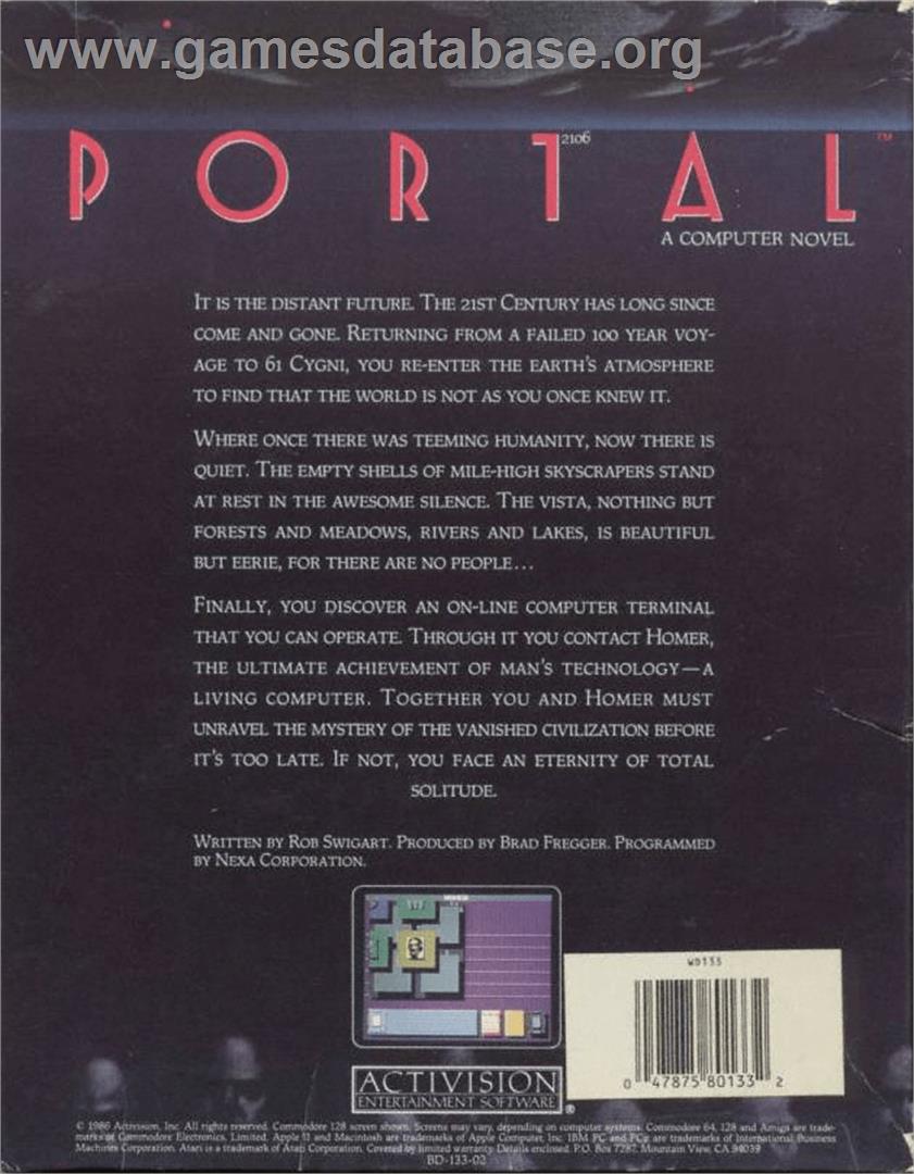 Portal - Commodore Amiga - Artwork - Box Back