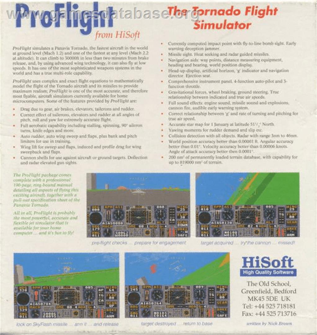 ProFlight - Commodore Amiga - Artwork - Box Back
