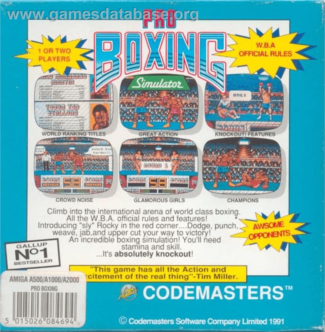 Pro Boxing Simulator - Commodore Amiga - Artwork - Box Back