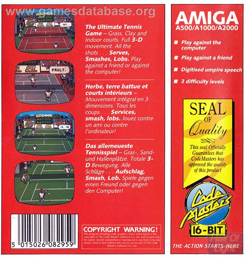Pro Tennis Simulator - Commodore Amiga - Artwork - Box Back