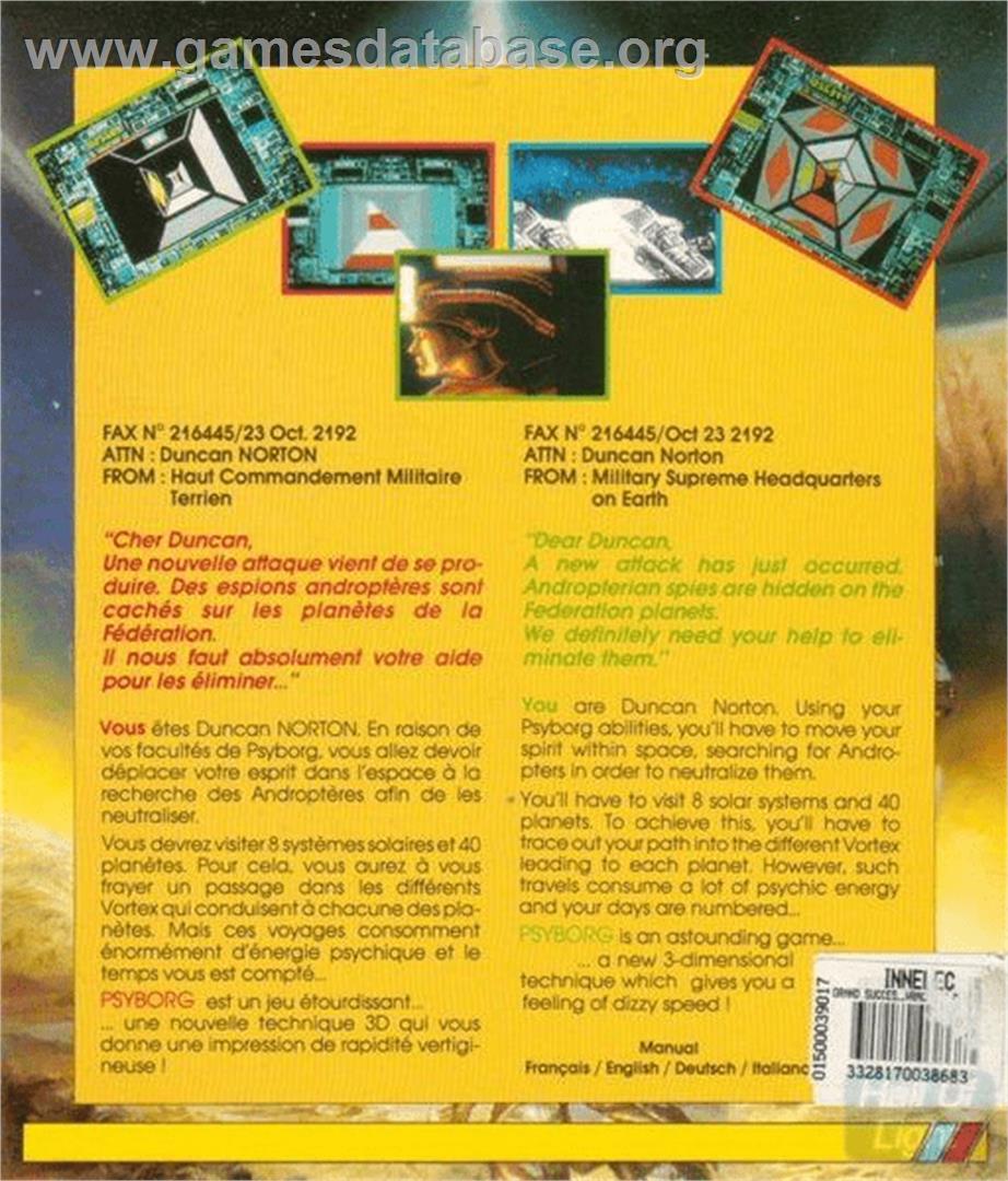 Psyborg - Commodore Amiga - Artwork - Box Back