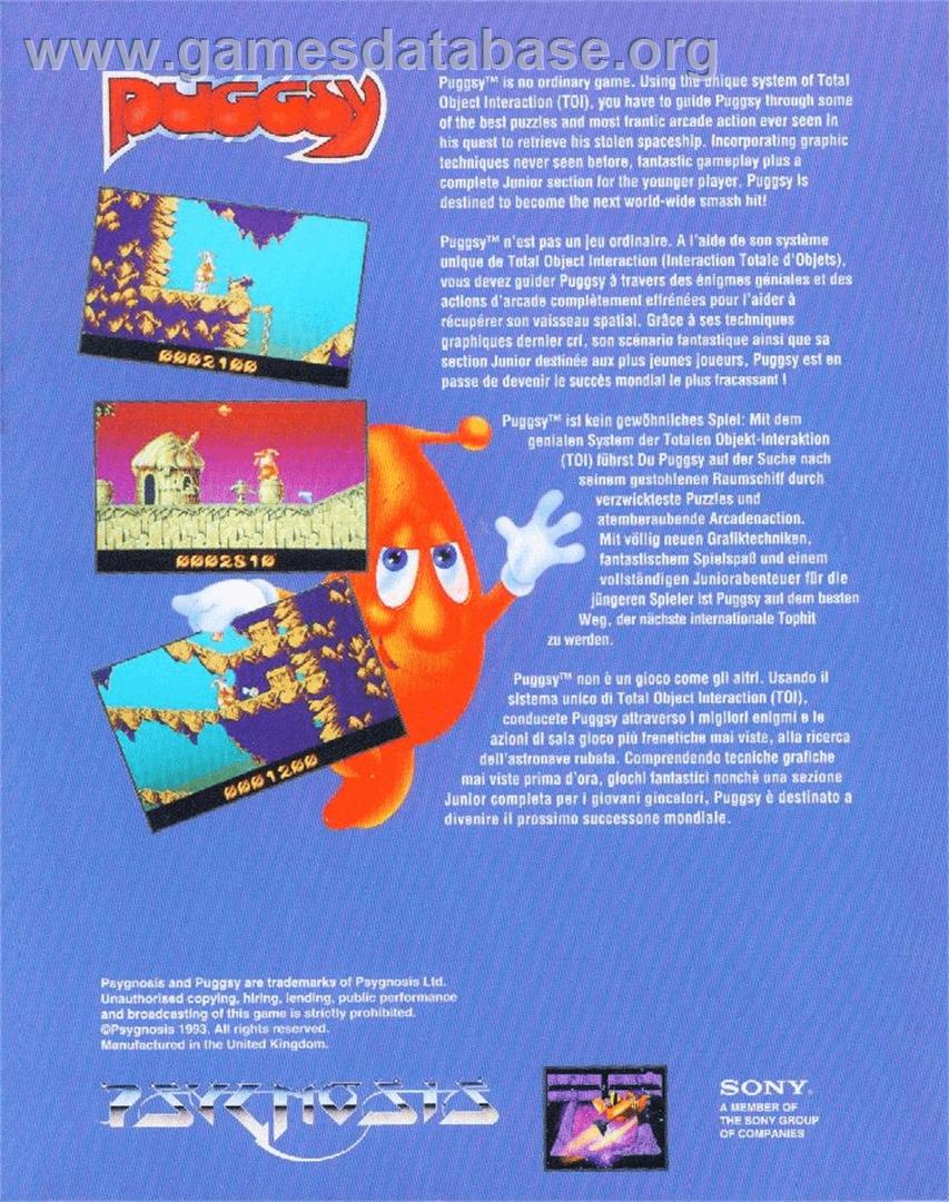 Puggsy - Commodore Amiga - Artwork - Box Back
