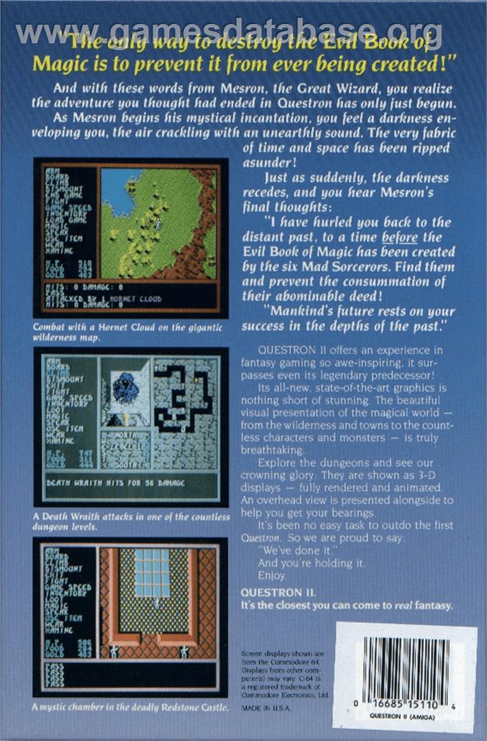 Questron 2 - Commodore Amiga - Artwork - Box Back