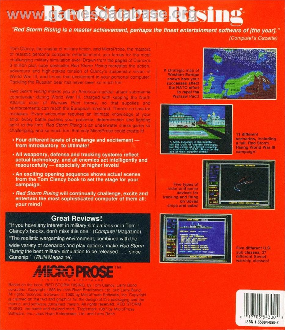 Red Storm Rising - Commodore Amiga - Artwork - Box Back