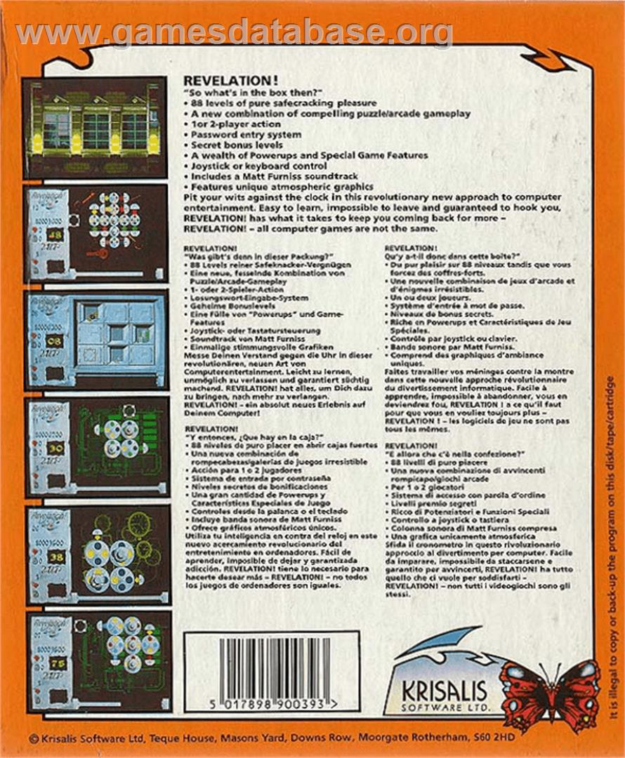 Revelation - Commodore Amiga - Artwork - Box Back
