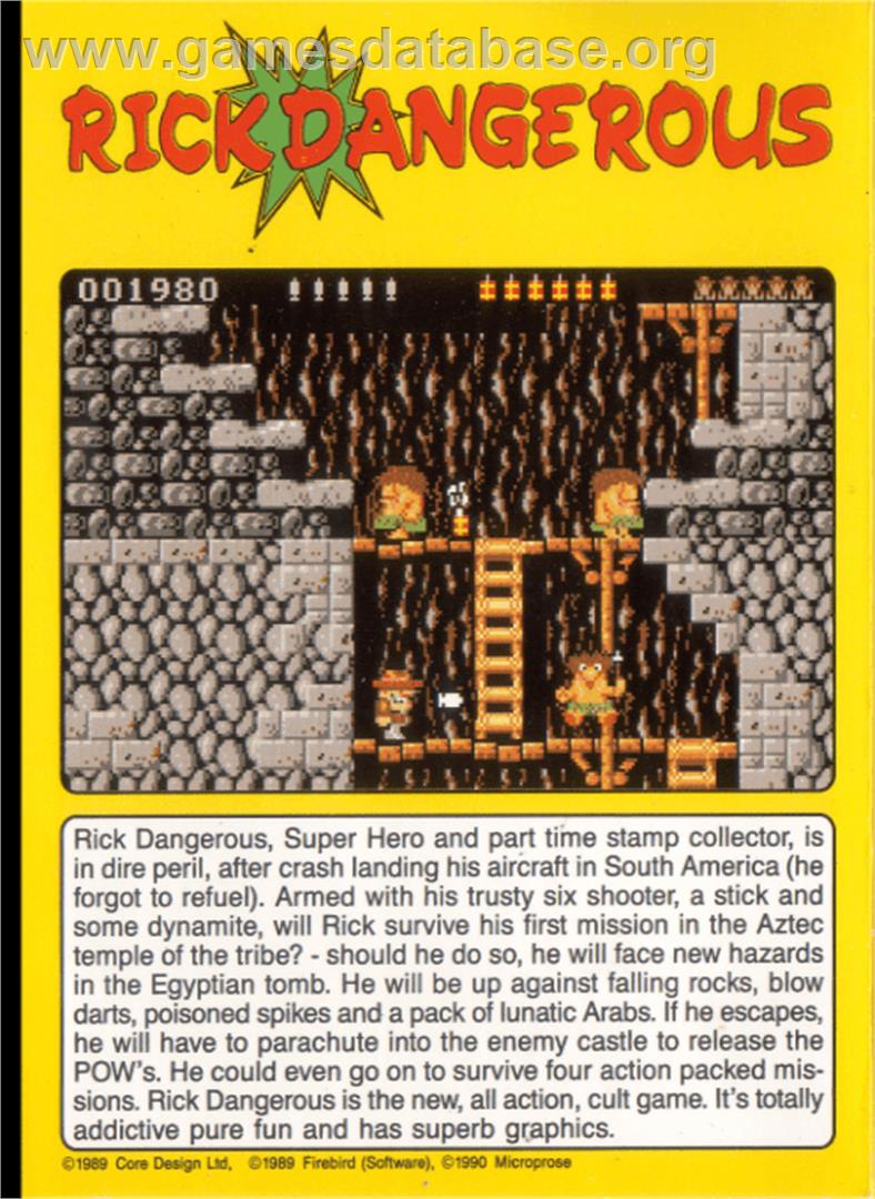 Rick Dangerous - Commodore Amiga - Artwork - Box Back