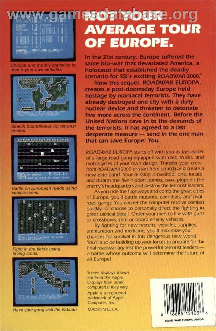 Roadwar Europa - Commodore Amiga - Artwork - Box Back